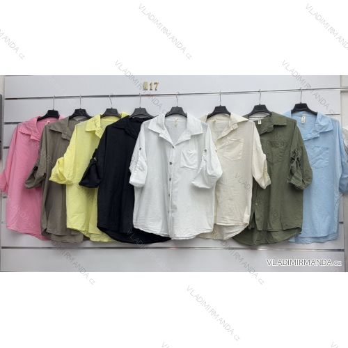 Women's Long Sleeve Muslin Shirt (S/M ONE SIZE) ITALIAN FASHION IMWGS23248