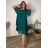Short elegant short sleeve women's dress (S/M/L ONE SIZE) ITALIAN FASHION IMPSH2570006 50/52/54 dark emerald