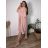 Short elegant short sleeve women's dress (S/M/L ONE SIZE) ITALIAN FASHION IMPSH2570006 50/52/54 růžová světlá