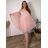 Short elegant short sleeve women's dress (S/M/L ONE SIZE) ITALIAN FASHION IMPSH2570006 50/52/54 růžová světlá