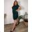 Women's short sleeve dress oversized (L-3XL) POLISH FASHION PMF20013 46 dark emerald