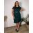 Women's short sleeve dress oversized (L-3XL) POLISH FASHION PMF20013 46 dark emerald