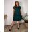 Women's short sleeve dress oversized (L-3XL) POLISH FASHION PMF20013 46 dark emerald