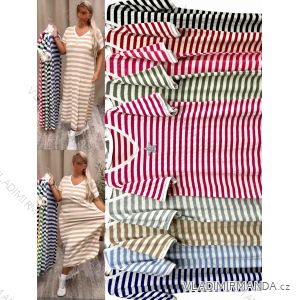 Casual summer striped short sleeve dress for women, oversized (54/56/58 ONE SIZE) ITALIAN FASHION IMWT251123