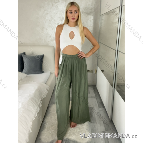 Elegant trousers with belt for women (S/M/L ONE SIZE) ITALIAN FASHION IM425057 S / M / L green khaki