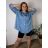 Women's Oversized Knitted Long Sleeve Sweater (S/M ONE SIZE) ITALIAN FASHION IMSN2416125  blue