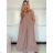 Women's Long Chiffon Short Sleeve Dress (S/M ONE SIZE) ITALIAN FASHION IMWGS231048 -   beige -   S / M