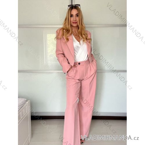 Elegant short long sleeve jacket and women's trousers set ALICE (S/M ONE SIZE) ITALIAN FASHION IMWHP25525