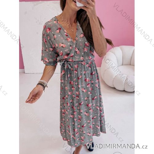 Women's long casual summer short sleeve dress (XS/S/M ONE SIZE) ITALIAN FASHION IMWG251466