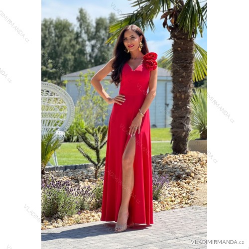 Women's strapless tulle party dress (S/M/L ONE SIZE) ITALIAN FASHION IM923001 -   red -   40