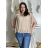 Tunic Blouse Short Sleeve Women's Plus Size (XL/2XL/3XL ONE SIZE) ITALIAN FASHION IM424128 52/54 white