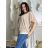 Tunic Blouse Short Sleeve Women's Plus Size (XL/2XL/3XL ONE SIZE) ITALIAN FASHION IM424128 52/54 white