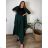 Women's Warm Long Sleeve Dress (L / XL ONE SIZE) ITALIAN FASHION IM421MIA zelená smaragdová 56/58