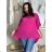 Women's Oversized Knitted Long Sleeve Sweater (S/M ONE SIZE) ITALIAN FASHION IMSN2416125 44/46/48 dark pink