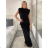 Women's Long Chiffon Short Sleeve Dress (S/M ONE SIZE) ITALIAN FASHION IMWGS231048 S / M / L black