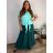 Women's elegant party long sleeve dress (S/M ONE SIZE) ITALIAN FASHION IM322282 46/48/50 dark emerald