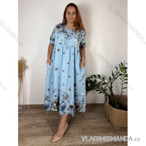 Long summer dress 3/4 long sleeve women's oversized (48/50/52 ONE SIZE) ITALIAN FASHION IM425172