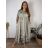 Long summer dress 3/4 long sleeve women's oversized (48/50/52 ONE SIZE) ITALIAN FASHION IM425172  Light blue