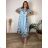 Long summer dress 3/4 long sleeve women's oversized (48/50/52 ONE SIZE) ITALIAN FASHION IM425172  Light blue