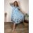 Long summer dress 3/4 long sleeve women's oversized (48/50/52 ONE SIZE) ITALIAN FASHION IM425172  Light blue
