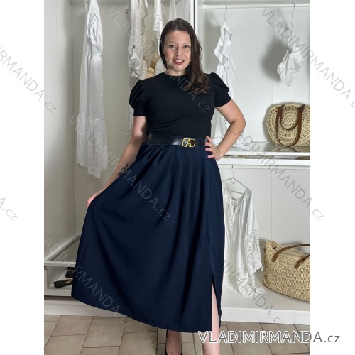Elegant trousers with belt for women (S/M/L ONE SIZE) ITALIAN FASHION IM425057 -   dark blue -   S / M / L