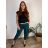 Shirt extended 3/4 long sleeve women's (L/XL/2XL ONE SIZE) ITALIAN FASHION IM423025  black