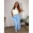 Long summer trousers with belt for women, oversized (50/52/54 ONE SIZE) ITALIAN FASHION IM425431
