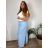 Long summer trousers with belt for women, oversized (50/52/54 ONE SIZE) ITALIAN FASHION IM425431
