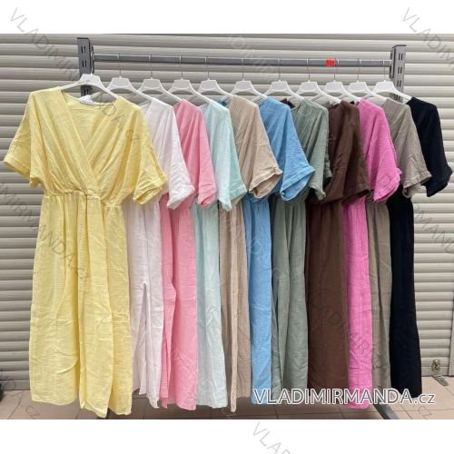 Women's Long Chiffon Short Sleeve Dress (S/M ONE SIZE) ITALIAN FASHION IMWGS231048