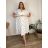 Long Summer Dress with Belt Muslin Short Sleeve Women's Plus Size (48/50 ONE SIZE) ITALIAN FASHION IM424428 44/46 white