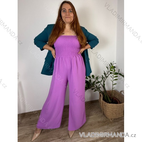 Shirt 3/4 sleeve ladies strip (4XL/5XL ONE SIZE) ITALSKÁ MÓDA IM422026 -   purple -   44/46