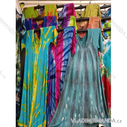 Long casual summer dress short sleeve women's oversized (42/44/46 ONE SIZE) INDIAN FASHION PME25109