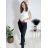 Elegant trousers with belt for women, oversized (40/42/44 ONE SIZE) ITALIAN FASHION IMBM25015 black S / M / L