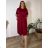 Women's Plus Size Long Warm Long Sleeve Dress (50/52/54 ONE SIZE) ITALIAN FASHION IM424636 46/48/50 wine