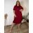 Women's Plus Size Long Warm Long Sleeve Dress (50/52/54 ONE SIZE) ITALIAN FASHION IM424636 46/48/50 wine