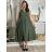 Women's summer short sleeve dress (44/46/48 ONE SIZE) ITALIAN FASHION IM424287 S / M / L green khaki