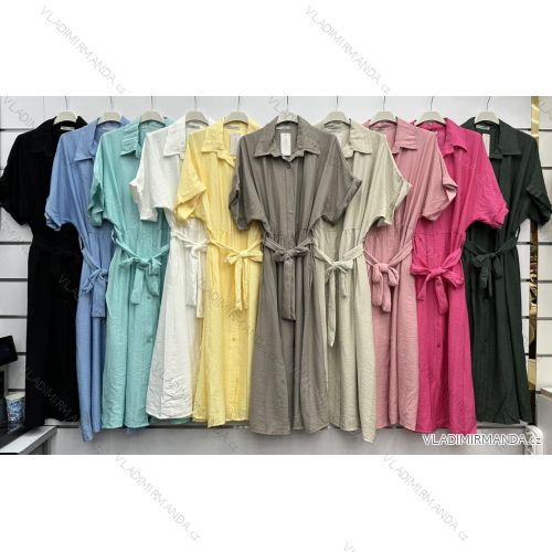 Šaty elegantní košilové dlouhý rukáv dámské (S/M ONE SIZE) ITALSKÁ MÓDA IMWY21734