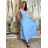 Women's short sleeve summer casual dress (S/M/L ONE SIZE) ITALIAN FASHION IMWGB25022 S / M / L Light blue