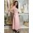 Women's short sleeve summer casual dress (S/M/L ONE SIZE) ITALIAN FASHION IMWGB25022 S / M / L růžová světlá