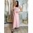 Women's short sleeve summer casual dress (S/M/L ONE SIZE) ITALIAN FASHION IMWGB25022 S / M / L růžová světlá