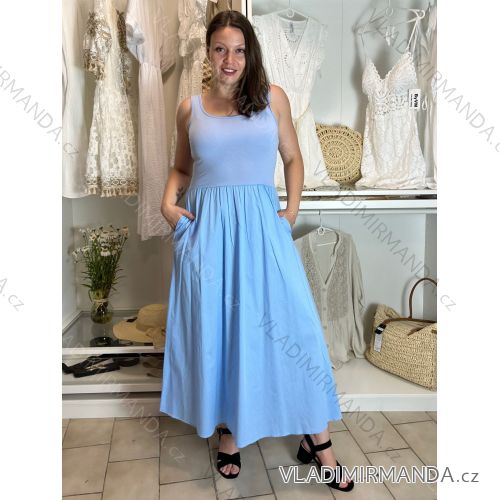 Women's short sleeve summer casual dress (S/M/L ONE SIZE) ITALIAN FASHION IMWGB25022 S / M / L Light blue
