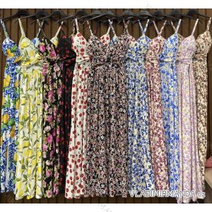Long summer dress lemon, floral with straps for women (XS/S/M ONE SIZE) ITALIAN FASHION IMWHD252134
