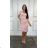 Women's Plus Size Dress Elegant Short Sleeve (40-50 ONE SIZE) POLISH FASHION PMLBT24ELENA 44 růžová světlá