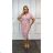 Women's Plus Size Dress Elegant Short Sleeve (40-50 ONE SIZE) POLISH FASHION PMLBT24ELENA 44 rose old rose