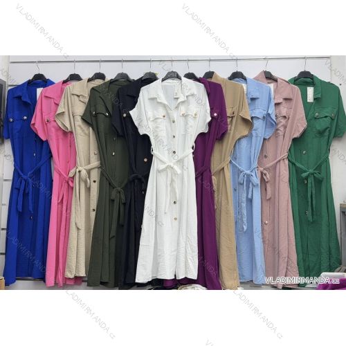 Long shirt dress with belt, short sleeves, women's (XS/S/M ONE SIZE) ITALIAN FASHION IMWAR252231
