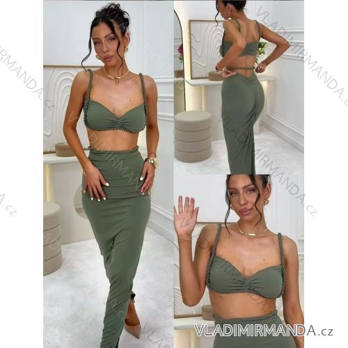 Women's Strappy Top Knitted Skirt Set (S/M ONE SIZE) ITALIAN FASHION IMM23M8509