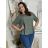 Women's Plus Size Oversize Short Sleeve Tunic (42/58 ONE SIZE) ITALIAN FASHION IMBM24053  green khaki