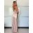 Women's Long Chiffon Short Sleeve Dress (S/M ONE SIZE) ITALIAN FASHION IMWGS231048 -   beige -   S / M / L
