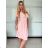 Women's short sleeve summer casual dress (S/M/L ONE SIZE) ITALIAN FASHION IMWGB25022 růžová světlá XS/S/M