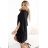 597-1 LIVIA Elegant trapeze dress with butterfly sleeves - black with glitter